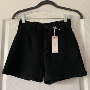 High waisted black jean short shorts